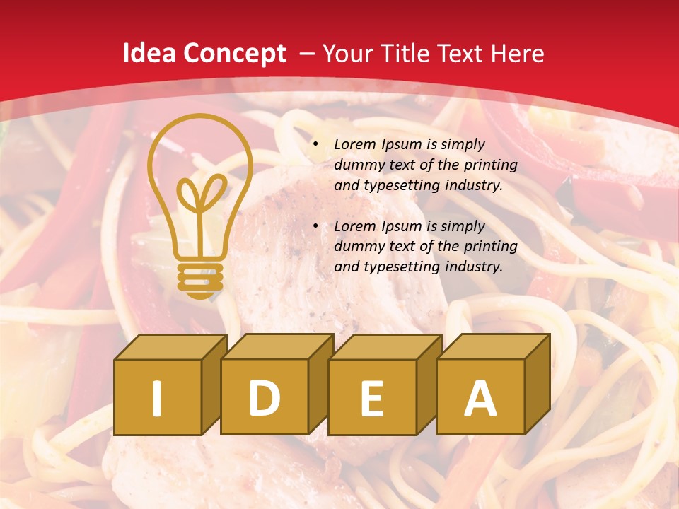 A Plate Of Food With Noodles And Meat On It PowerPoint Template
