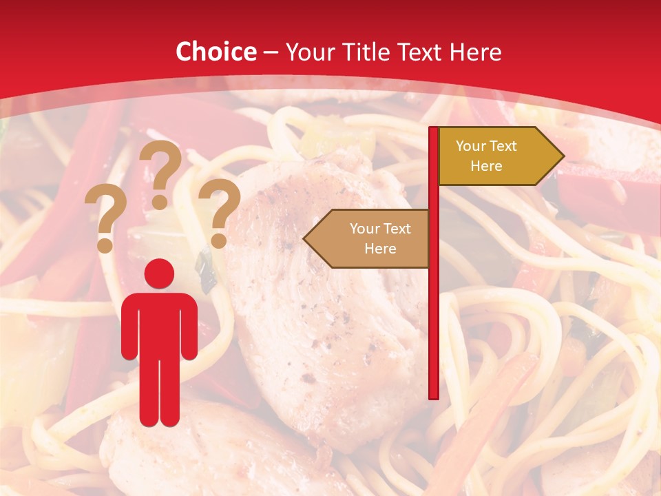 A Plate Of Food With Noodles And Meat On It PowerPoint Template