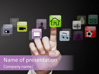 A Person Pressing A Button On A Touch Screen PowerPoint Template