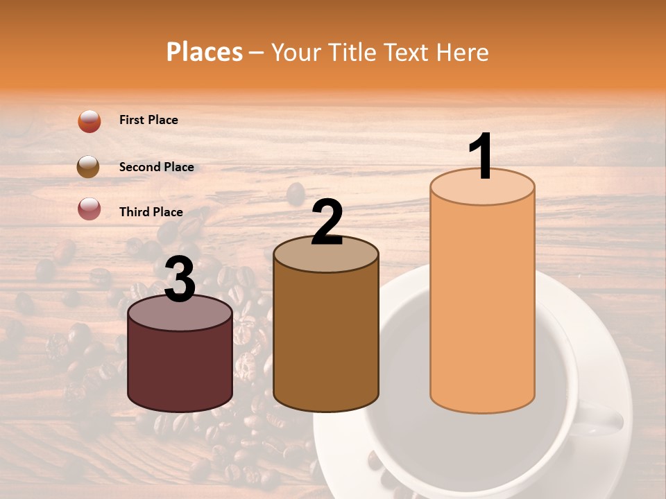 A Cup Of Coffee Next To A Pile Of Coffee Beans PowerPoint Template