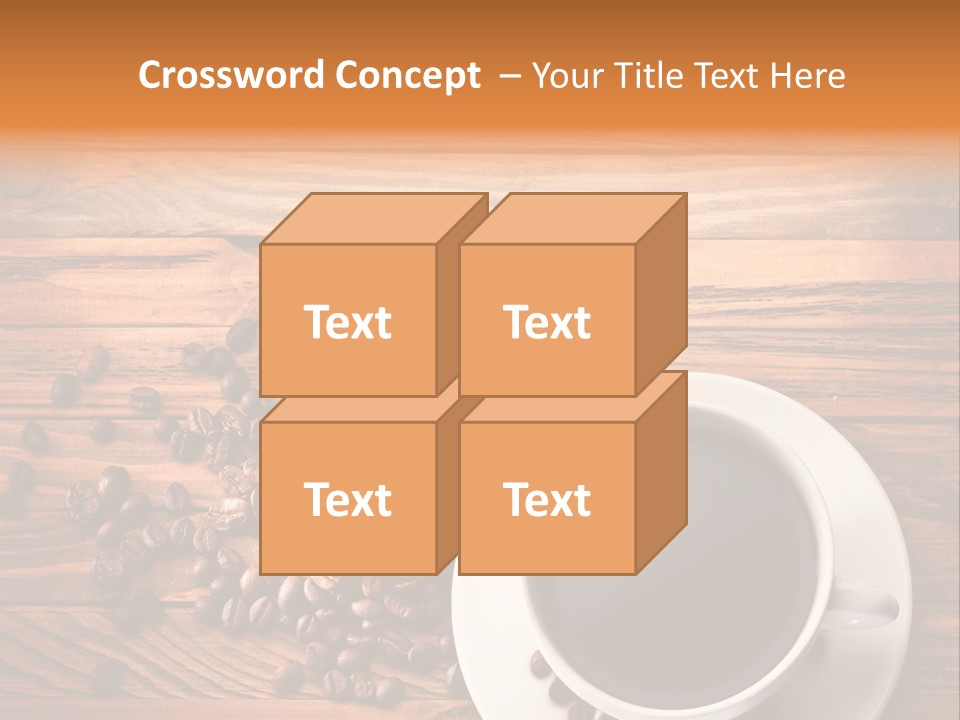 A Cup Of Coffee Next To A Pile Of Coffee Beans PowerPoint Template