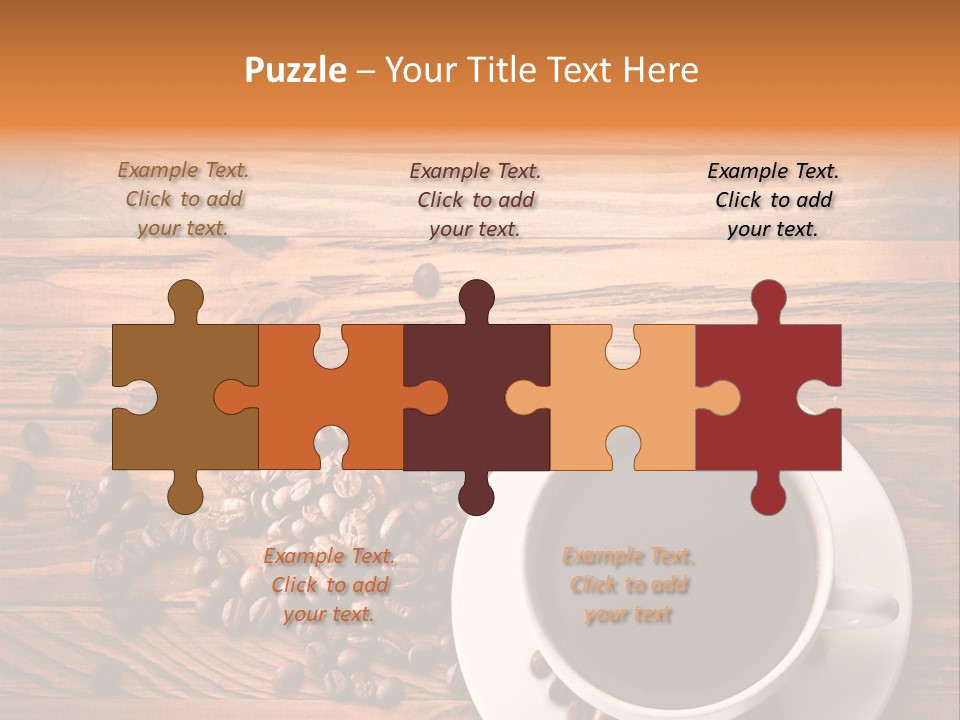 A Cup Of Coffee Next To A Pile Of Coffee Beans PowerPoint Template