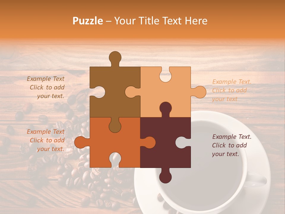 A Cup Of Coffee Next To A Pile Of Coffee Beans PowerPoint Template