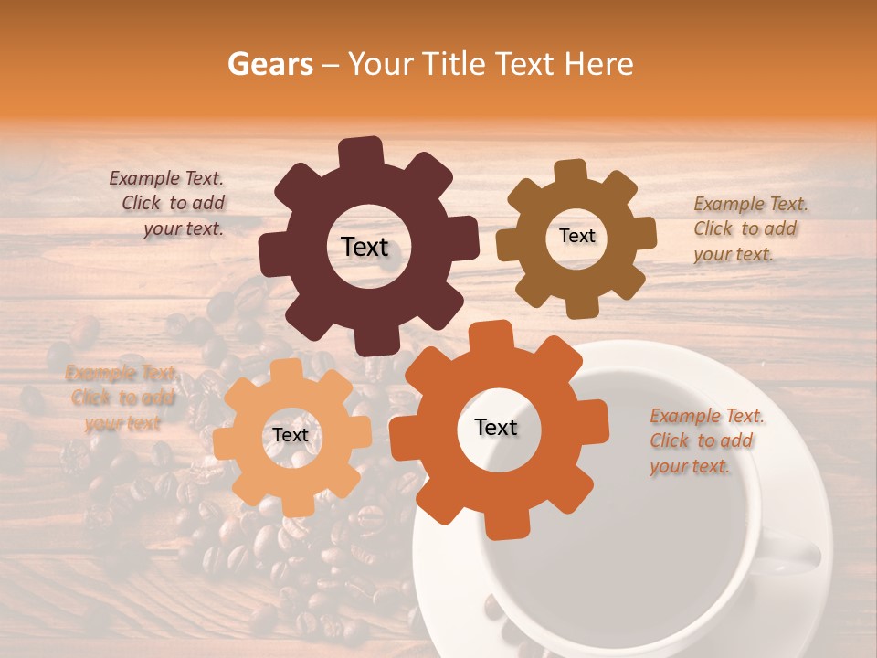 A Cup Of Coffee Next To A Pile Of Coffee Beans PowerPoint Template