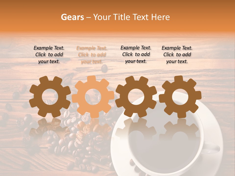 A Cup Of Coffee Next To A Pile Of Coffee Beans PowerPoint Template