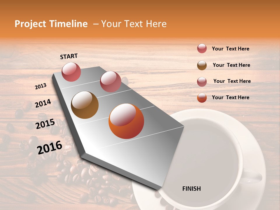 A Cup Of Coffee Next To A Pile Of Coffee Beans PowerPoint Template
