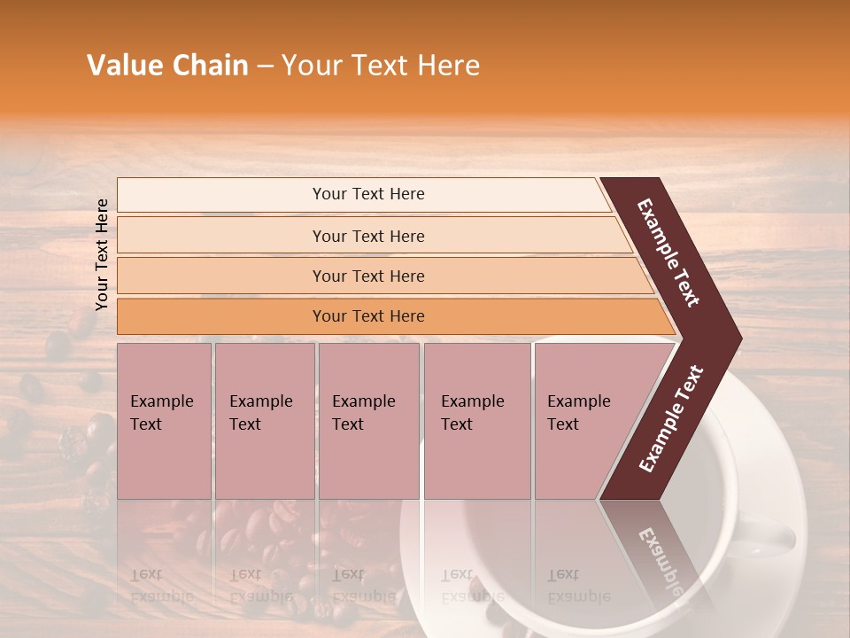 A Cup Of Coffee Next To A Pile Of Coffee Beans PowerPoint Template