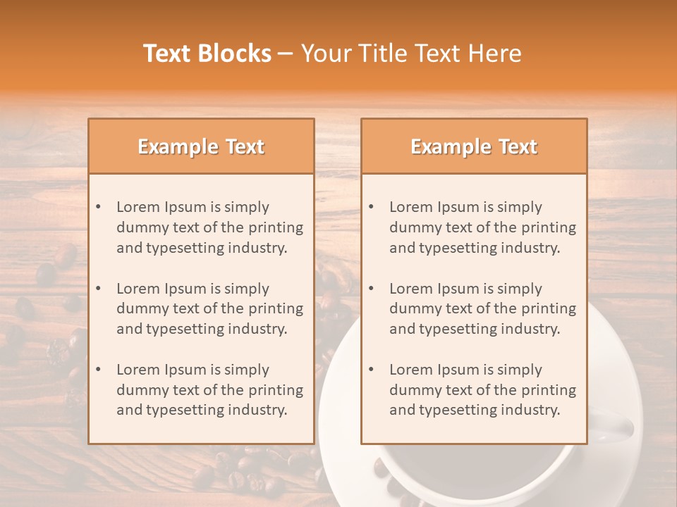 A Cup Of Coffee Next To A Pile Of Coffee Beans PowerPoint Template