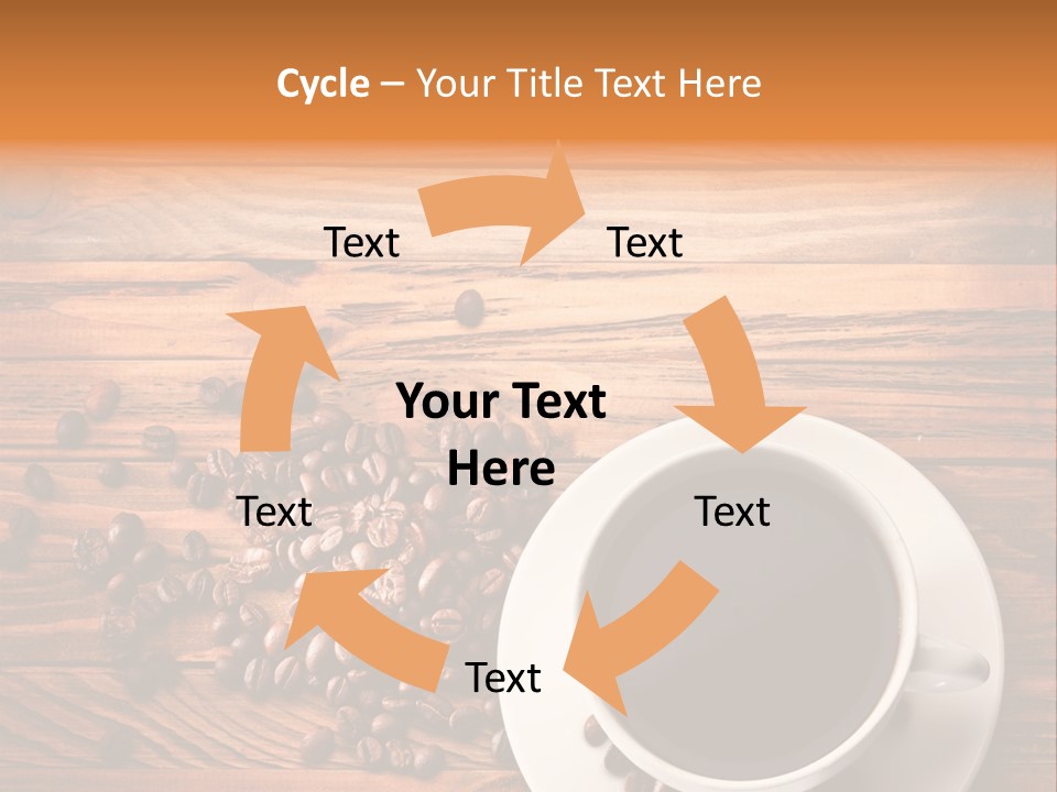 A Cup Of Coffee Next To A Pile Of Coffee Beans PowerPoint Template