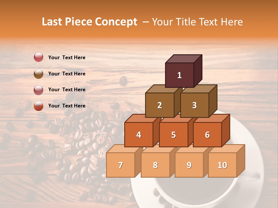 A Cup Of Coffee Next To A Pile Of Coffee Beans PowerPoint Template