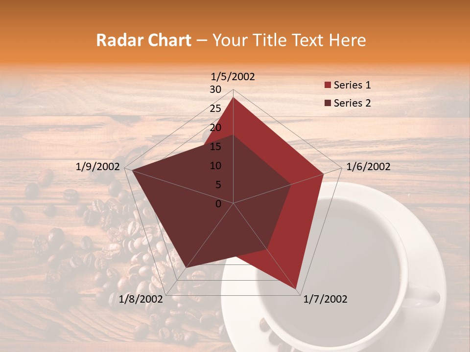 A Cup Of Coffee Next To A Pile Of Coffee Beans PowerPoint Template