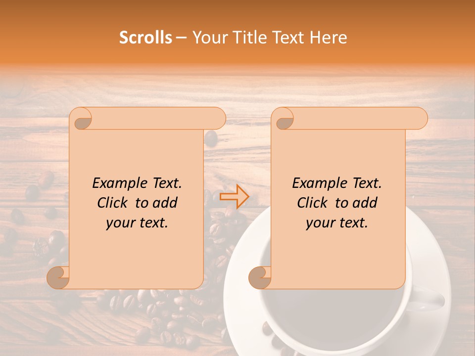 A Cup Of Coffee Next To A Pile Of Coffee Beans PowerPoint Template