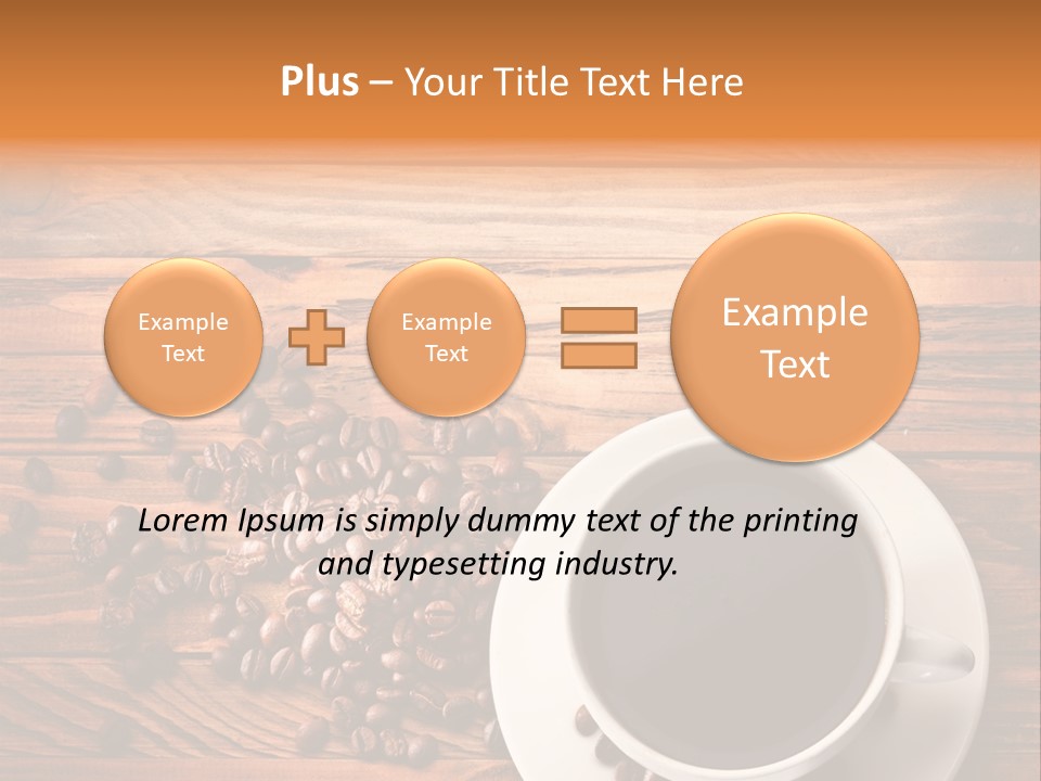 A Cup Of Coffee Next To A Pile Of Coffee Beans PowerPoint Template