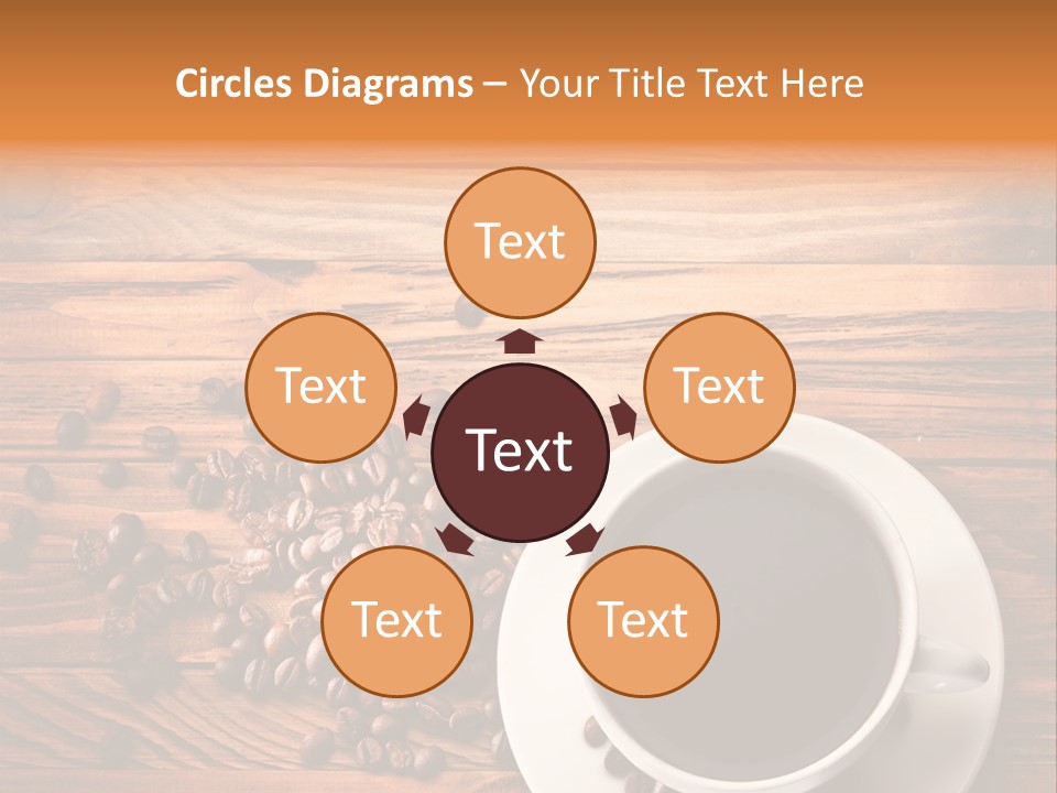 A Cup Of Coffee Next To A Pile Of Coffee Beans PowerPoint Template