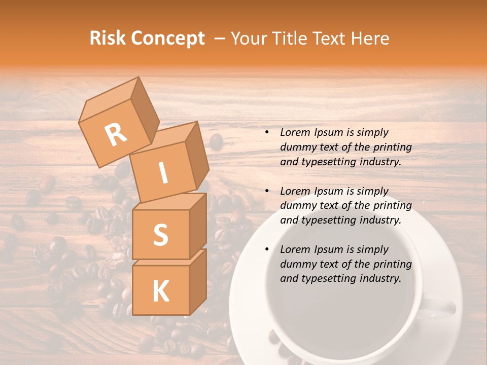 A Cup Of Coffee Next To A Pile Of Coffee Beans PowerPoint Template