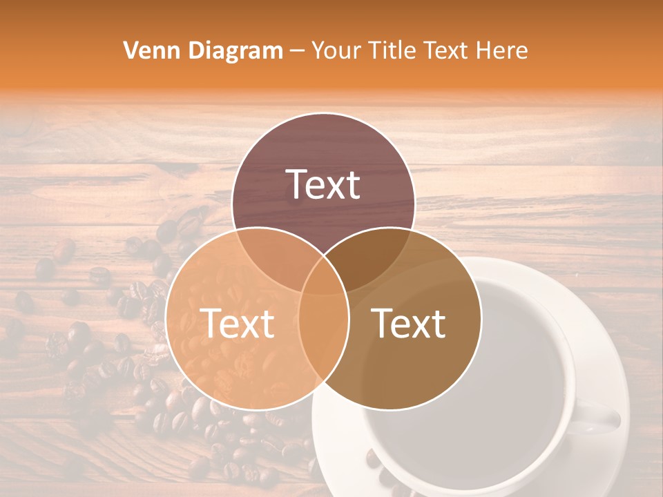 A Cup Of Coffee Next To A Pile Of Coffee Beans PowerPoint Template