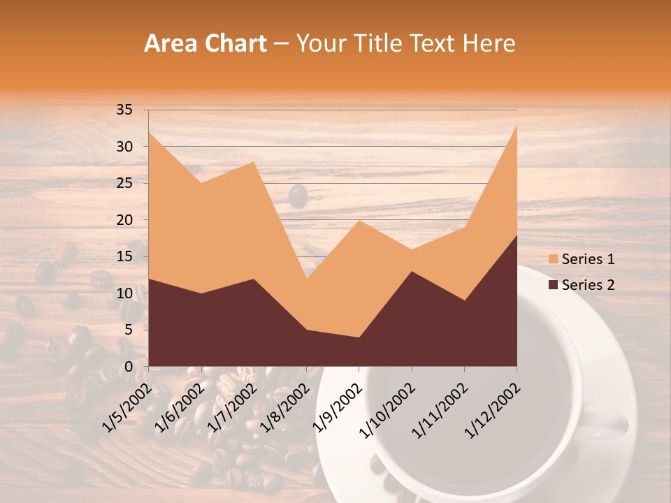 A Cup Of Coffee Next To A Pile Of Coffee Beans PowerPoint Template