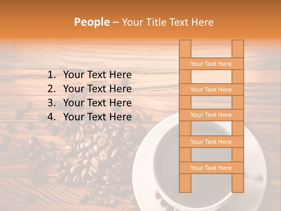 A Cup Of Coffee Next To A Pile Of Coffee Beans PowerPoint Template