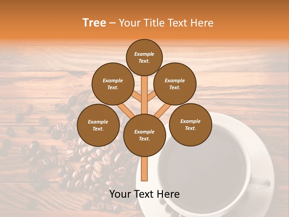 A Cup Of Coffee Next To A Pile Of Coffee Beans PowerPoint Template