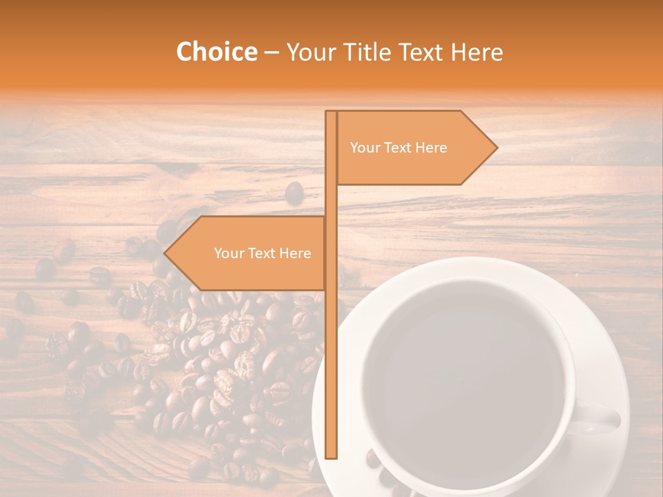 A Cup Of Coffee Next To A Pile Of Coffee Beans PowerPoint Template