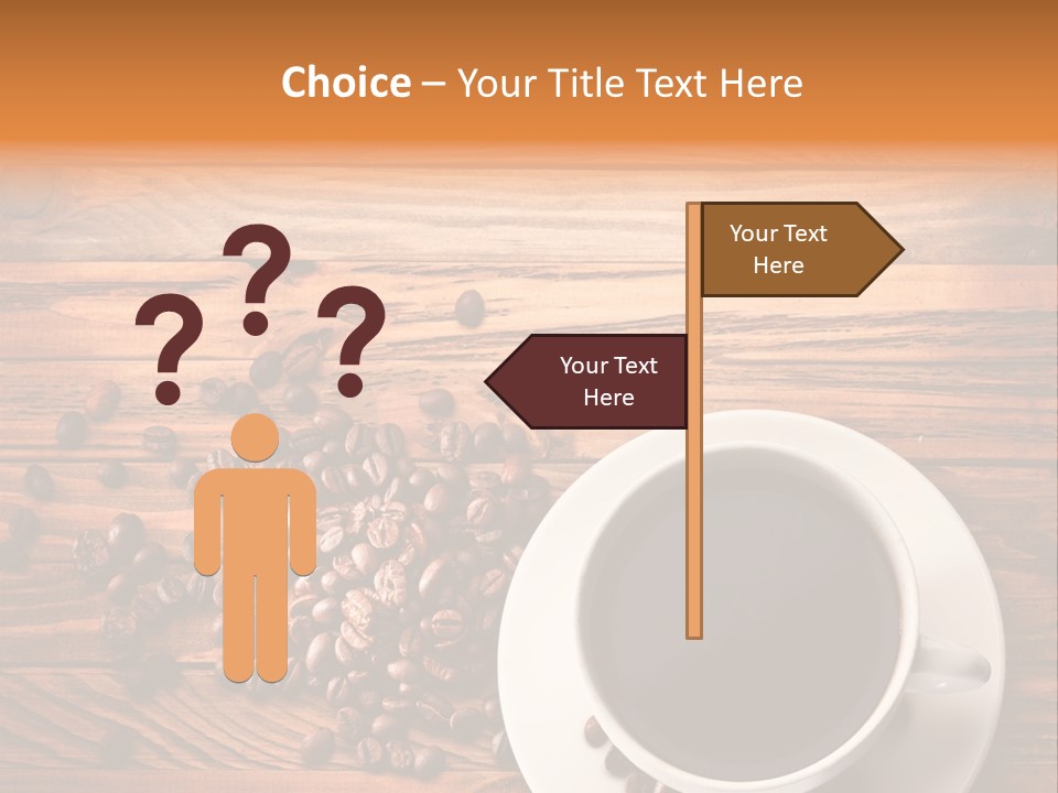 A Cup Of Coffee Next To A Pile Of Coffee Beans PowerPoint Template