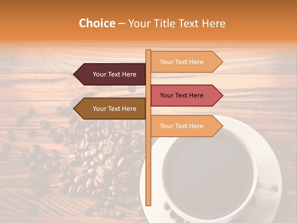 A Cup Of Coffee Next To A Pile Of Coffee Beans PowerPoint Template