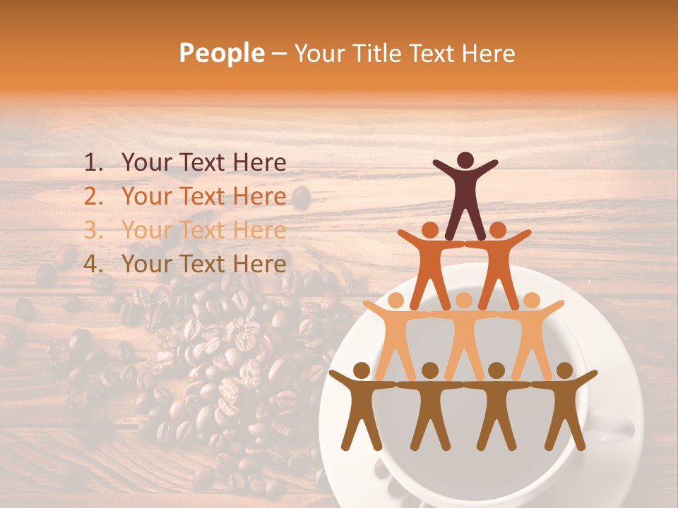 A Cup Of Coffee Next To A Pile Of Coffee Beans PowerPoint Template