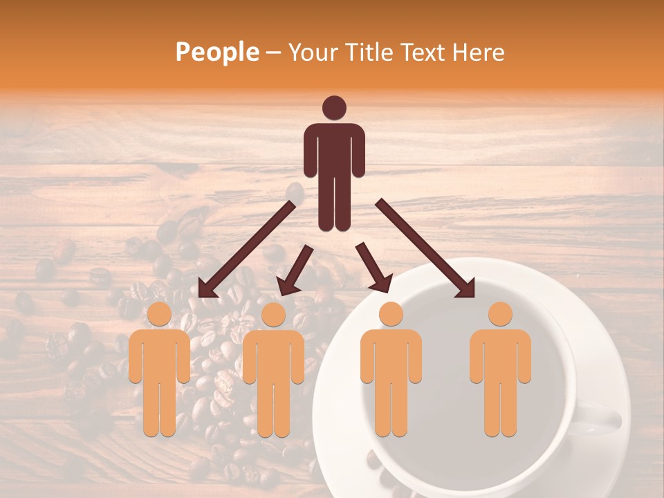 A Cup Of Coffee Next To A Pile Of Coffee Beans PowerPoint Template