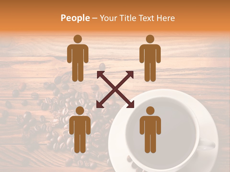 A Cup Of Coffee Next To A Pile Of Coffee Beans PowerPoint Template