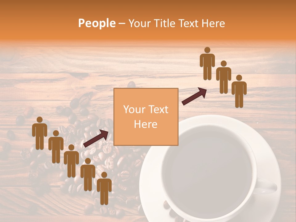 A Cup Of Coffee Next To A Pile Of Coffee Beans PowerPoint Template