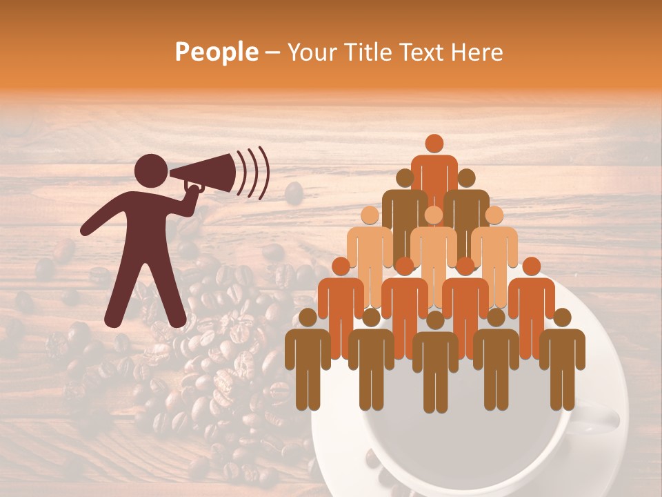 A Cup Of Coffee Next To A Pile Of Coffee Beans PowerPoint Template