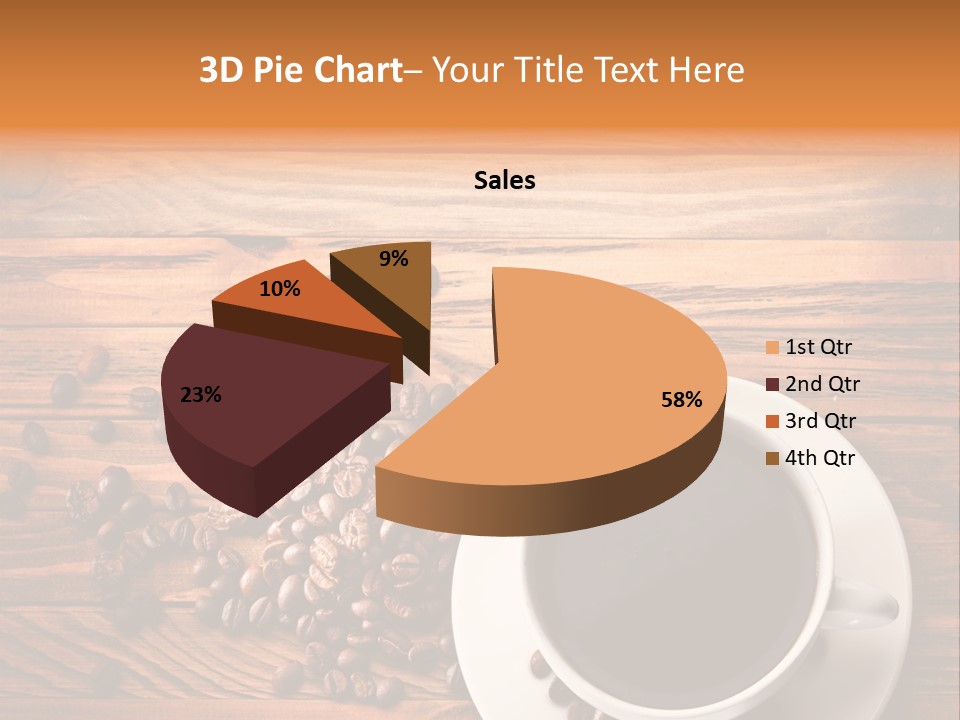 A Cup Of Coffee Next To A Pile Of Coffee Beans PowerPoint Template