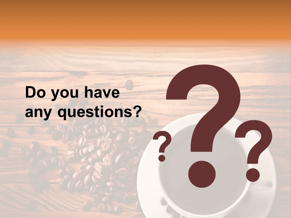 A Cup Of Coffee Next To A Pile Of Coffee Beans PowerPoint Template