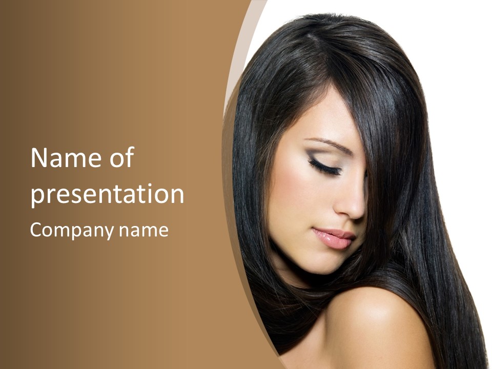 A Beautiful Woman With Long Black Hair Powerpoint Template PowerPoint Template
