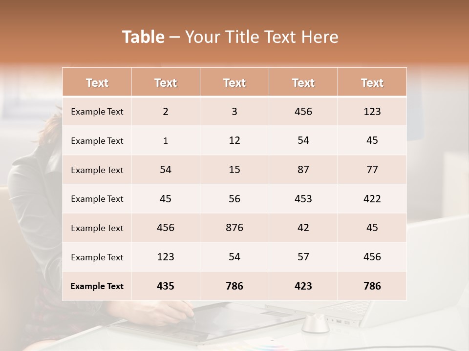 A Woman Sitting At A Desk Using A Laptop Computer PowerPoint Template