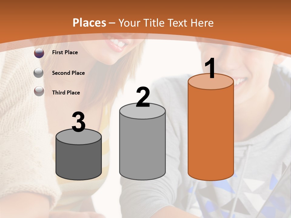 A Group Of People Sitting Around A Laptop Computer PowerPoint Template