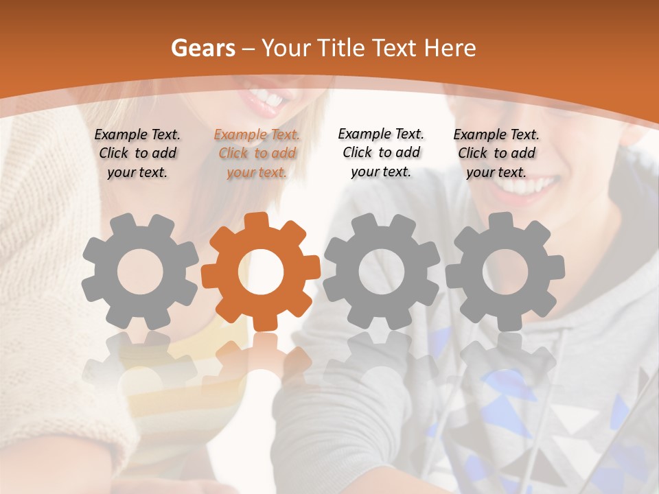 A Group Of People Sitting Around A Laptop Computer PowerPoint Template