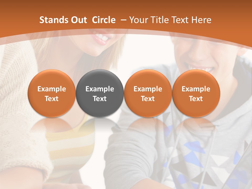 A Group Of People Sitting Around A Laptop Computer PowerPoint Template