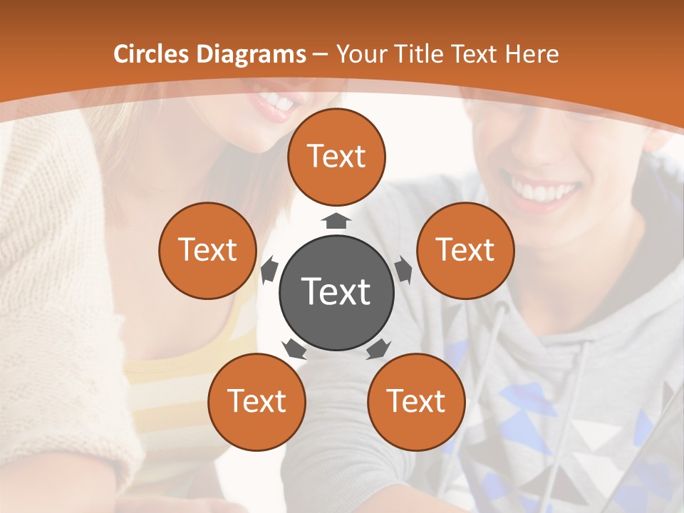 A Group Of People Sitting Around A Laptop Computer PowerPoint Template