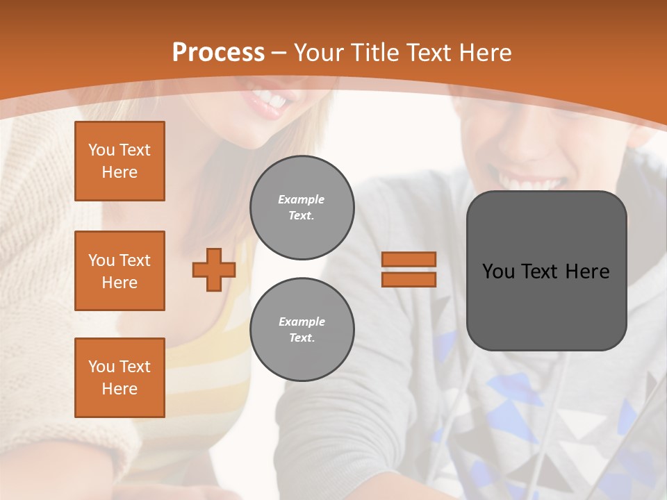A Group Of People Sitting Around A Laptop Computer PowerPoint Template
