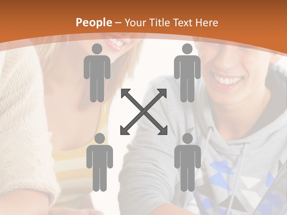 A Group Of People Sitting Around A Laptop Computer PowerPoint Template