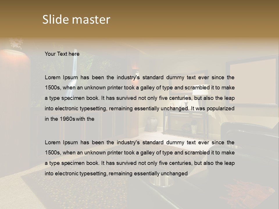 A Living Room With A Large Screen Tv PowerPoint Template