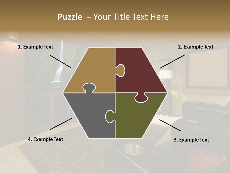 A Living Room With A Large Screen Tv PowerPoint Template