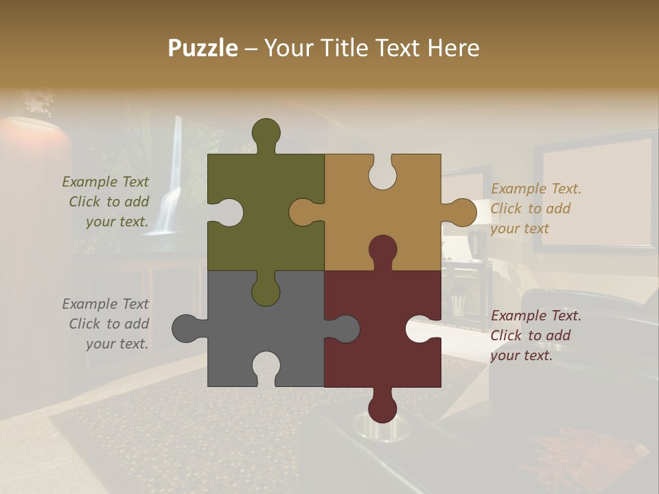 A Living Room With A Large Screen Tv PowerPoint Template