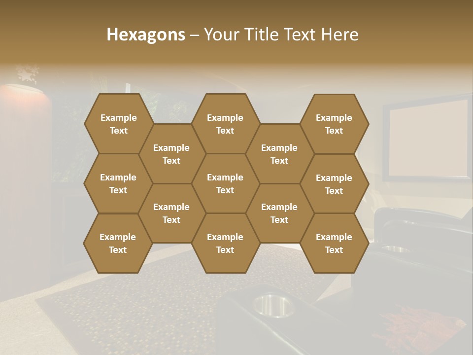 A Living Room With A Large Screen Tv PowerPoint Template