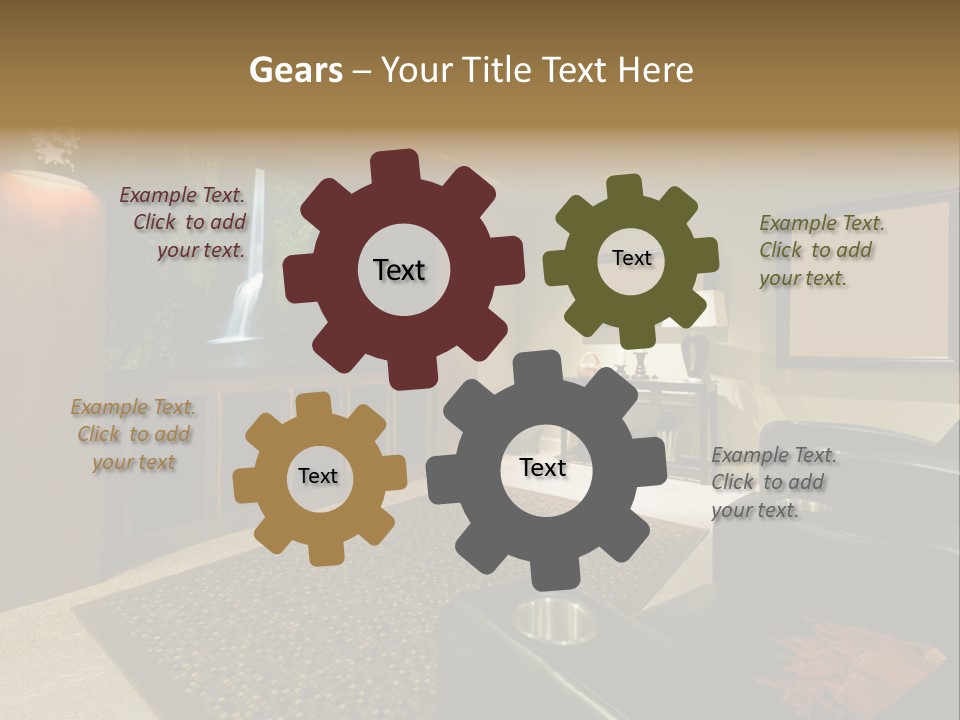 A Living Room With A Large Screen Tv PowerPoint Template