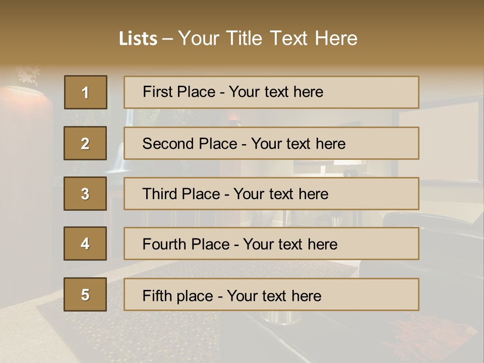 A Living Room With A Large Screen Tv PowerPoint Template