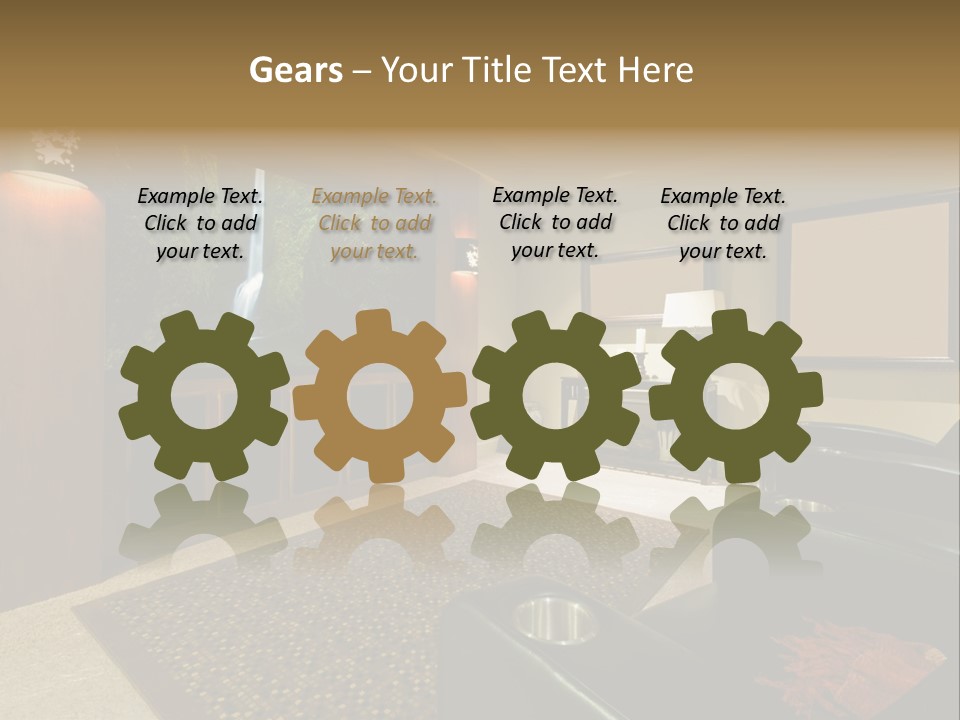 A Living Room With A Large Screen Tv PowerPoint Template