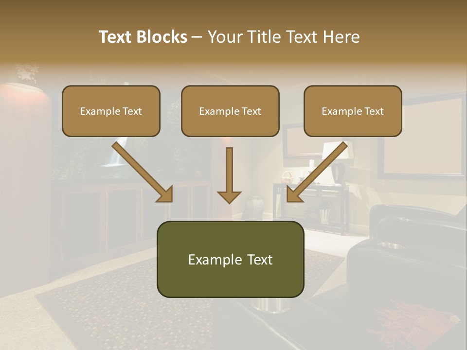 A Living Room With A Large Screen Tv PowerPoint Template