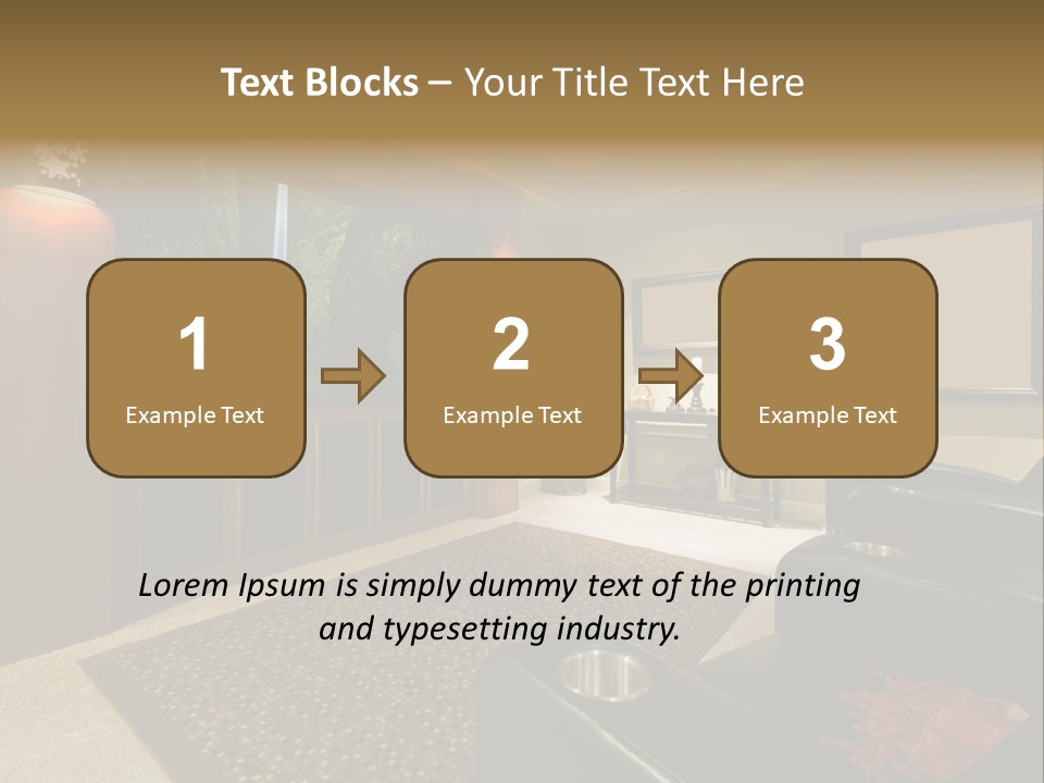 A Living Room With A Large Screen Tv PowerPoint Template